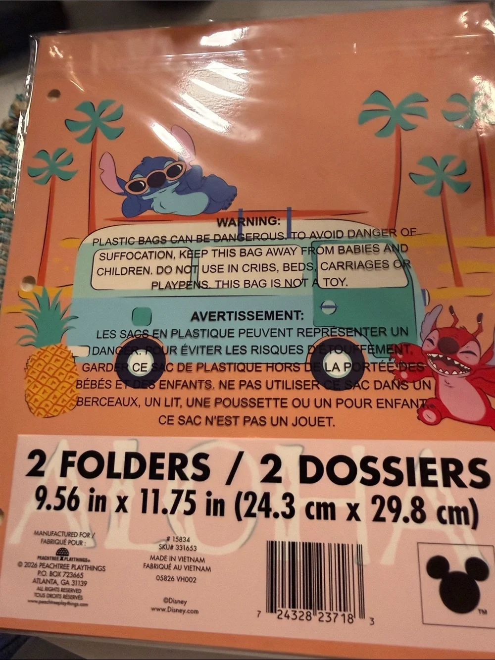 🐝 NEW 🐝 LILO & STICH FOLDERS 2 pack